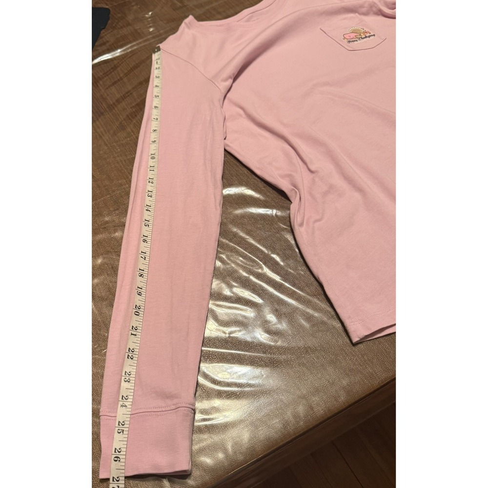 Women's Vineyard Vines Thanksgiving pink whale long sleeve pocket tee - Picture 8 of 14